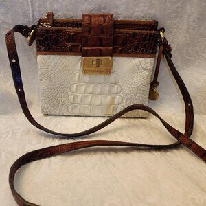 Brahmin Cream and Brown Crossbody Bag